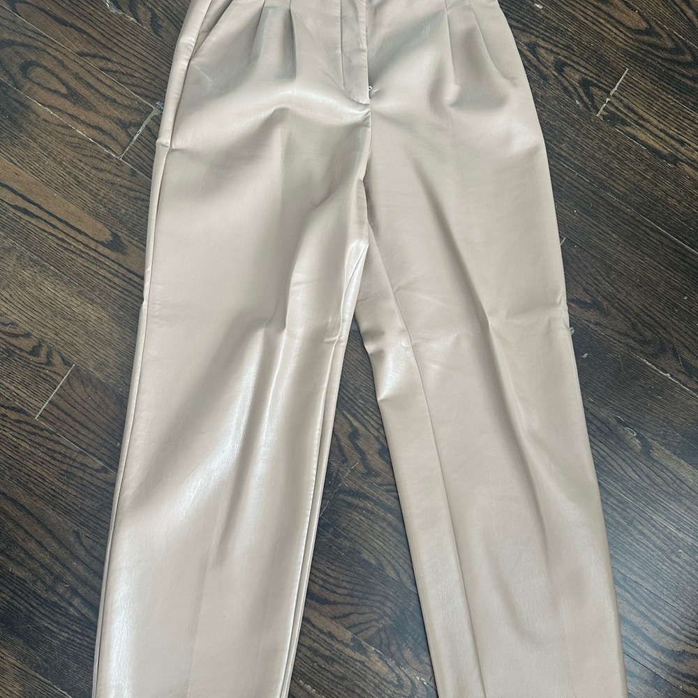 Aritzia Wilfred Effortless Pant Vegan Leather in Gold Camel